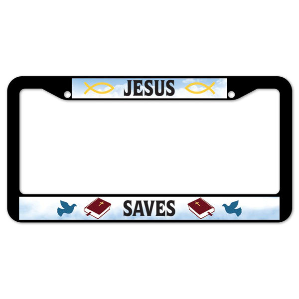 Signmission Jesus Saves Plastic Licence Plate Frame, Licence Tag Holder